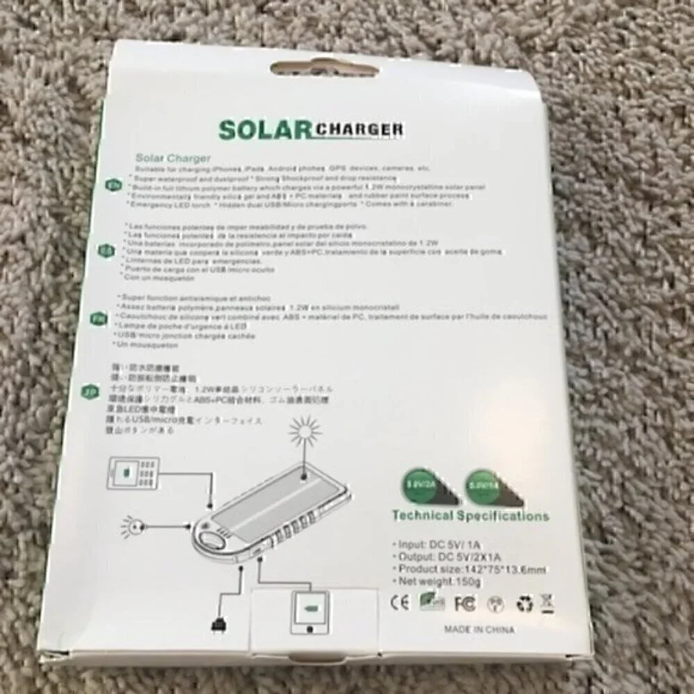 Portable solar charger blue